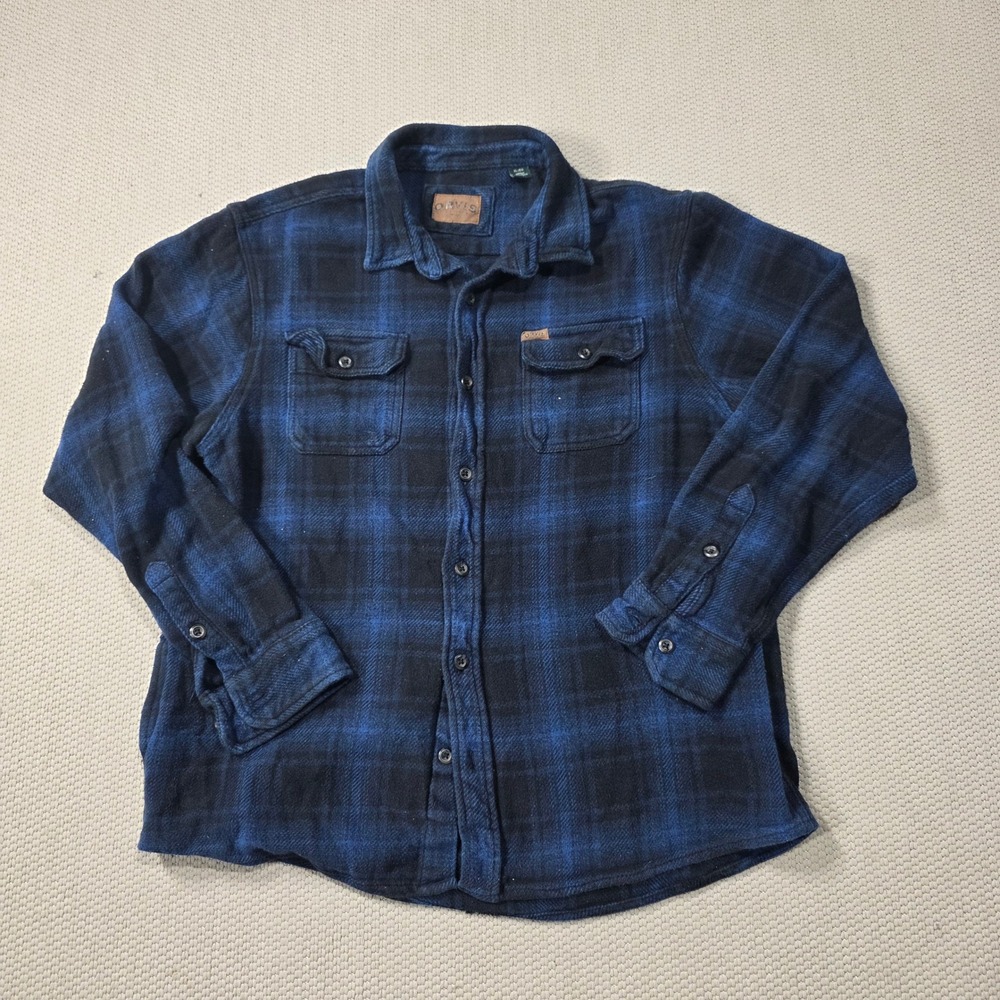 ORVIS Mens Blue Plaid Flannel Long Sleeve Button Up Shirt XL